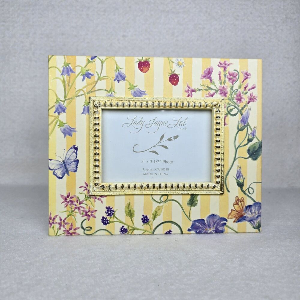 Lady Jayne Ltd Vintage Cottage Style Yellow Floral 3.5x5 Picture Frame